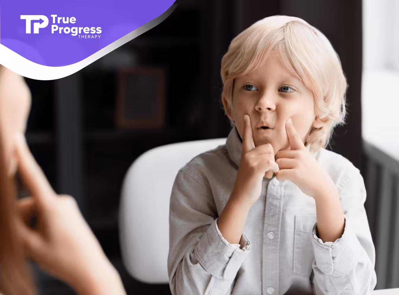 A little boy during speech therapy