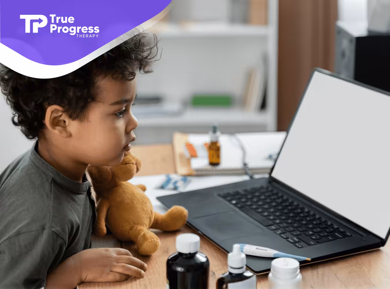 A kid taking an online autism test
