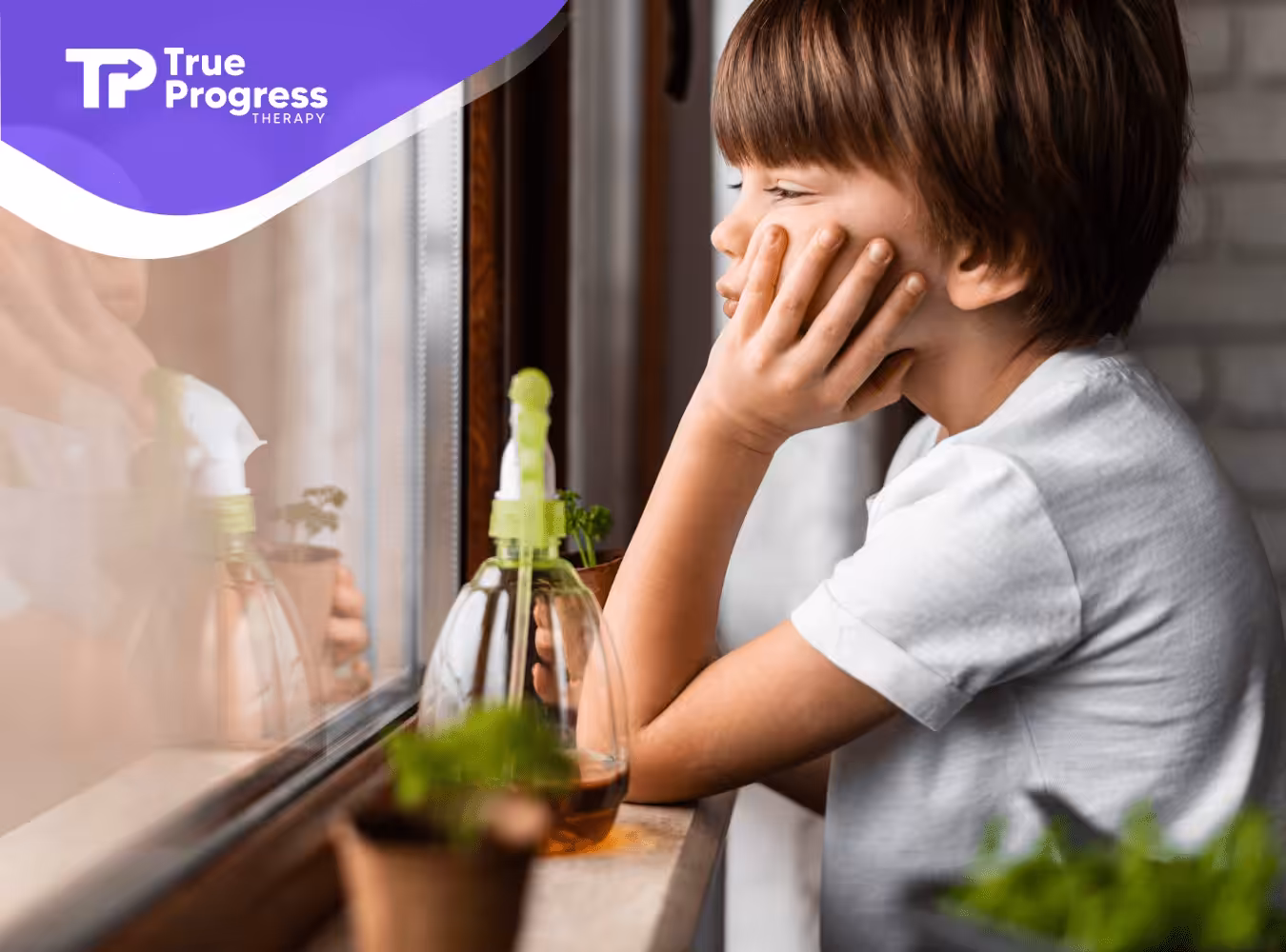 A child looking outside the window