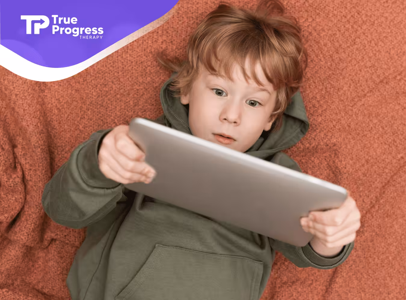 A child with autism using an iPad