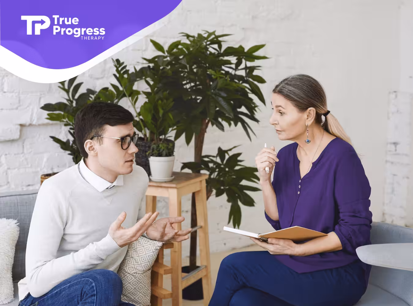 An adult with autism and a speech therapist during speech therapy session