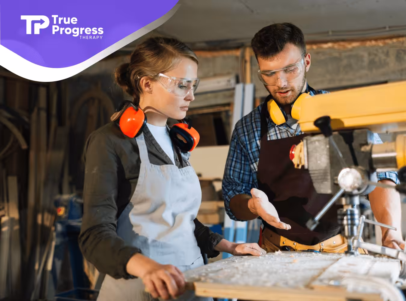 Two adults with autism doing a vocational activity
